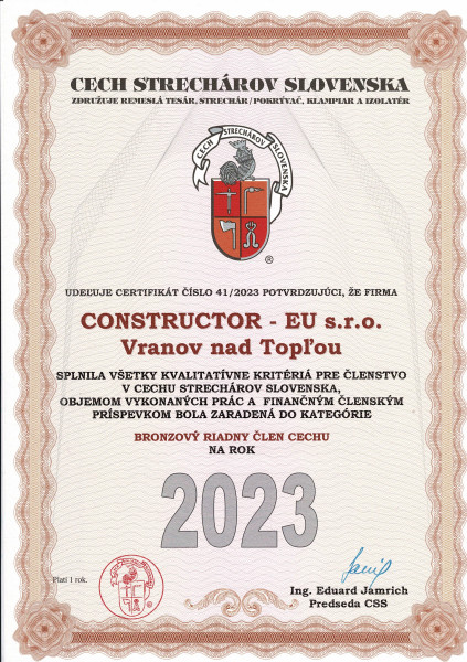 Cech strechárov Slovenska — bronzový riadny člen